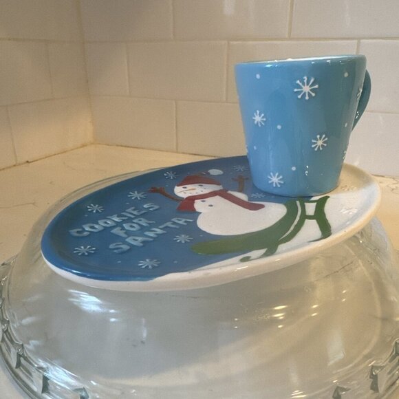 Cookies for Santa Holiday 2006 Starbucks Plate Dish 8 X 5.5 Snowman Sled Red Hat - Picture 6 of 10